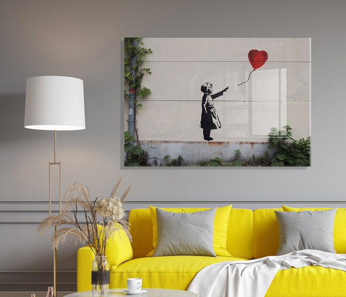 Wallity Cuadro Decorativo Banksy 45 x 65 cm en Vidrio Templado